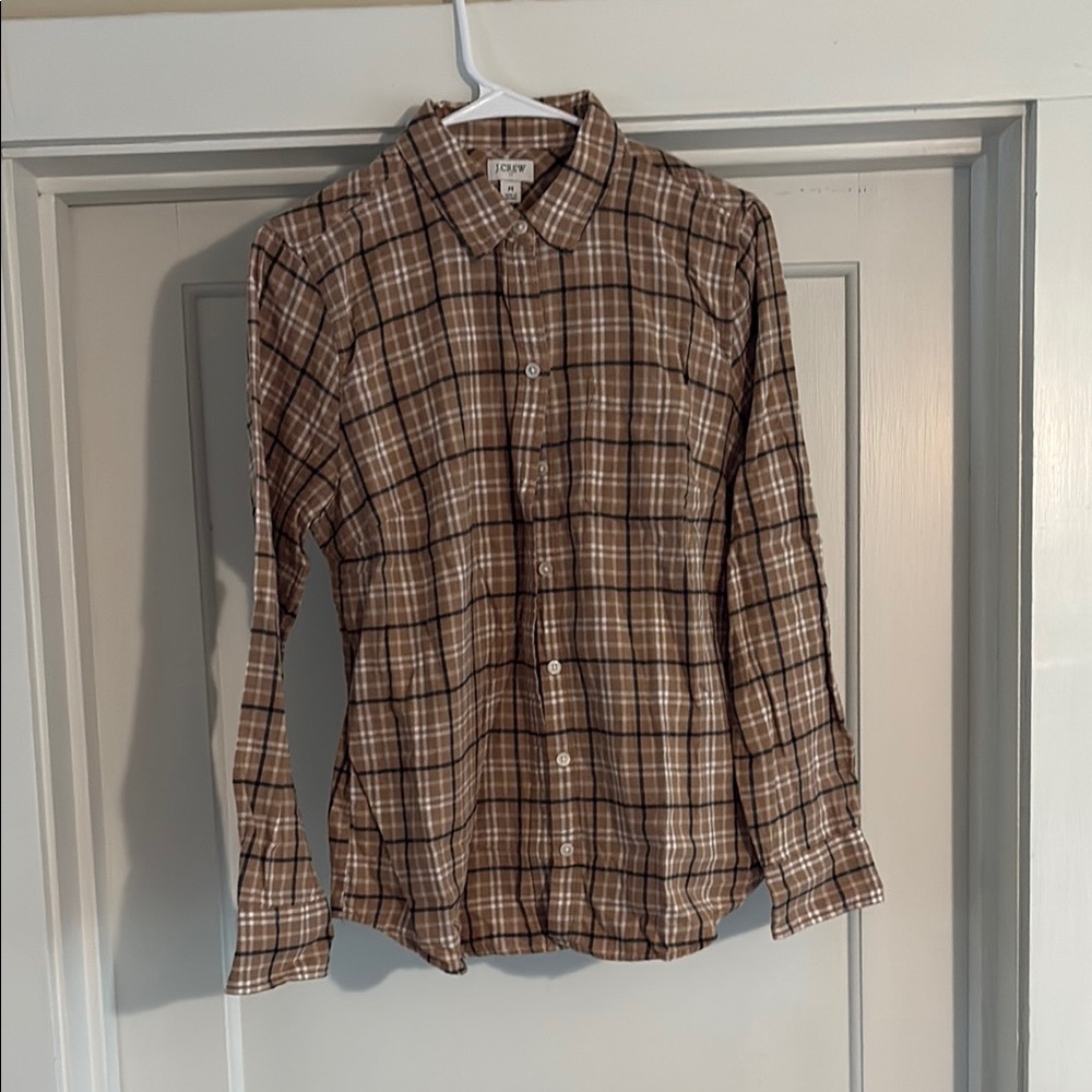 J. Crew Brown Button Down Shirt Classic Plaid Design